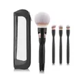 Black 4-in-1 magnetic travel makeup brush set with a zipper storage pouch - 4-in-1 Set + Black Triangular Storage Bag / Black