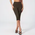 Women's high waisted compression yoga shorts in deep olive green for fitness and running - S / Bottoms / Black Coffee