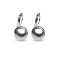 Elegant silver pearl lever-back earrings featuring a high-polish mirror finish sphere - Mirror Large Ball Minimalist Style (E1789-2) / Silver