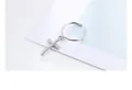 Silver hoop earring with cross pendant in a minimalist religious style for women - Circle Cross Pendant Minimalist Style (E1184-2) / Silver