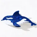 Creative orca shaped hair claw clip in blue and white marble acetate finish - Orca Shape / Blue Orca