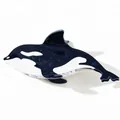 Orca whale hair claw clip in dark blue marbled acetate for half-up hairstyles - Orca Shape / Black Orca