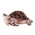 Turtle shaped hair claw clip in tortoise shell finish with golden grid patterns - Tortoiseshell Turtle Style / Large Sea Turtle 2