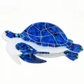 Blue tortoise shaped hair claw made of marbled cellulose acetate for women - Blue and White Cracked Turtle Style / Large Sea Turtle 3
