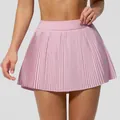 Atmungsaktiver Tennisrock in Hellrosa mit hoher Taille für Fitness und Golf - Cremiges Rosa