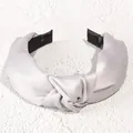 Elegant light gray knotted satin headband with a smooth silk texture for daily wear - Gray