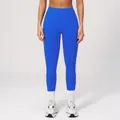 Seamless high-waisted yoga leggings for women in bright klein blue with lifting effect - Dazzling Blue