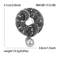 Vintage Spiral-Brosche mit Strass und grauer Perle, Abmessungen 5,1cm x 3,8cm - Antik-Silber Schwarz Grau Perle