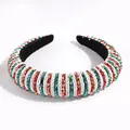 Handmade Christmas beaded sponge headband with red, green, and white festive pearls - Red and Green