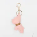 Dettaglio portachiavi bulldog francese in pelle PU rosa con fibbia in metallo oro - Con fibbia / Rosa