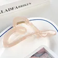 Pinza para el pelo elegante en forma de corazón rosa melocotón con muelle dorado - 12cm / Rosa