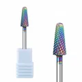 Rainbow tungsten nail drill bit with cross-cut texture for professional manicure - Drill Bit (HE-09)