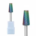 Rainbow tungsten alloy nail drill bit for cuticle removal with plastic base - Drill Bit (HE-10)