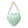 Elegant heart-shaped light green acrylic evening bag with marble texture and gold chain - Light Green