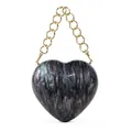 Chic heart-shaped marble acrylic evening clutch bag with chunky gold chain strap - Gray