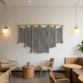 Handmade dark grey bohemian wall tapestry with decorative wooden beads and soft tassels - Style With Spliced Wooden Rod / Gray (z535) / 150x100cm