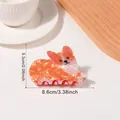Cute orange and white corgi acetate hair claw clip measuring 8.6cm for women - Corgi (D11-1-9)
