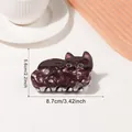 Süße Katzen-Haarklammer aus dunkelviolettem Marmor-Resin in der Größe 8,7 x 5,6 cm - Weinrote Katze (D11-1-8)