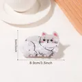 Cute white cat hair claw clip with pearlescent marble texture and pink details - White Cat (D11-1-13)
