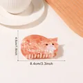Katzen-Haarklammer in Orange-Rosa aus Acetat mit Marmoreffekt und 8,4 cm Länge - Orange Katze (D11-1-14)