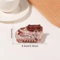 Cute pink marble cat hair claw clip for women, size 8.4cm length with animal design - Hamster Style (D11-1-12)