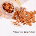 Bronze gold metal flakes for nail art decoration in a transparent plastic jar - Bronze Gold