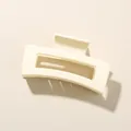 Minimalist cream hollow rectangular hair claw clip with a matte finish for women - Rectangular Creamy White (8.5cm)