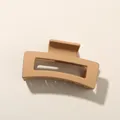 Matte finish milk tea colored rectangular hair claw clip for women's hairstyle - Rectangular Reddish Khaki (8.5cm)