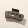 Matte dark brown square hair claw clip with minimalist hollow design for thick hair - Rectangular Dark Coffee (8.5cm)