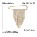 Vergoldete Sicherheitsnadel-Brosche mit funkelnden Strass-Fransen, 10,2 cm - Quasten-Nadel-Stil (MM-BR-2184) / Gold