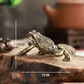 Antique brass money toad figurine for tea sets, measuring 3cm high and 7cm long - Long-legged Money Toad