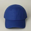 Close-up of deep blue cotton linen baseball cap showing detailed fabric texture and stitching - M (56-58cm) / Dark Blue