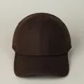 Detail view of high-quality dark brown cotton linen baseball cap with stitching - M (56-58cm) / Coffee