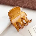 Elegant amber resin hair claw clip with wood grain texture for thick hair - Medium Wood Grain 6CM
