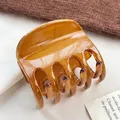 Large amber hair claw clip with wood grain finish for thick hair styling - Octopus Hair Claw 6.5CM