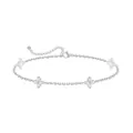 Silver-toned paperclip chain bracelet with four-leaf clover zircon charms - Silver 4-Petal Clover Style
