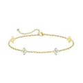 Gold paperclip chain bracelet featuring four leaf clover charms with clear zircons - Gold 4-Petal Clover Style