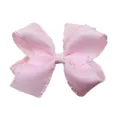 Haarklammer für Mädchen mit rosa Ripsbandschleife und weißer Picot-Spitzenkante - Rosa Mit Weißem Rand (MC001-9)