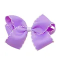 Handgefertigte hellviolette Ripsband-Haarspange mit 3D-Schleife und Wellenkante - Helllila Mit Weißem Rand (MC001-11)