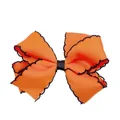 Orangefarbene Haarklammer mit schwarzer Wellenkante und Schleife für Mädchen - Orange Mit Schwarzem Rand (MC001-19)