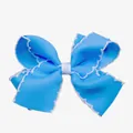 Blaue Haarspange mit Schleife für Mädchen und weißer Wellenkante aus feiner Stickerei - Blau Mit Weißem Rand (MC001-13)