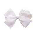 Eleganter weißer Haarclip mit geschichteter Ripsbandschleife und gewelltem Rand für Mädchen - Reinweißes Design (MC001-1)