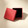 Square red jewelry gift box with black velvet lining and cross-cut foam insert - 9*9*3 (Including Sponge) / Red Kraft Paper