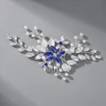 Peineta de novia plateada con cristales azul oscuro y perlas blancas para la boda - Azul