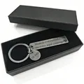 Polished stainless steel Spanish driving keychain set in premium black gift box - Drive Safely (Steel Color - Gift Box)