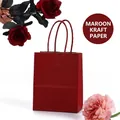 Sturdy deep red kraft paper gift bag with twisted rope handles for festive packaging - Mini / Dark Red
