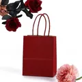 Sturdy deep red kraft paper gift bag with twisted rope handles for festive packaging - Mini / Dark Red