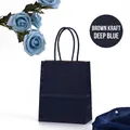 Thick deep blue kraft paper gift bag with matching handles and elegant silk accents - Mini / Navy Blue