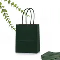 Thick dark green kraft paper gift bag with twisted rope handles and a square base - Dark Green
