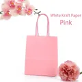 Eco-friendly pink kraft paper gift bag with matching twisted rope handles for shopping - Pink